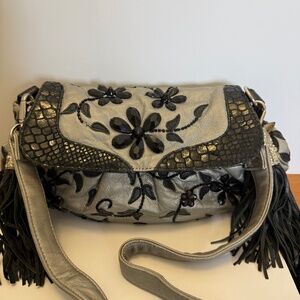 Mary Frances leather shoulder bag/clutch